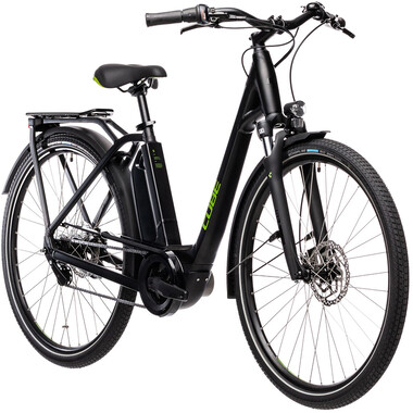 Bicicleta de paseo eléctrica CUBE TOWN HYBRID ONE 500 WAVE Negro/Verde 2021 0